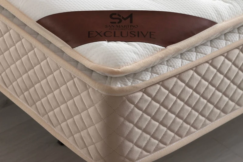 Matelas San Martino Exclusif Ressorts Beige – 32 cm avec Surmatelas Intégré