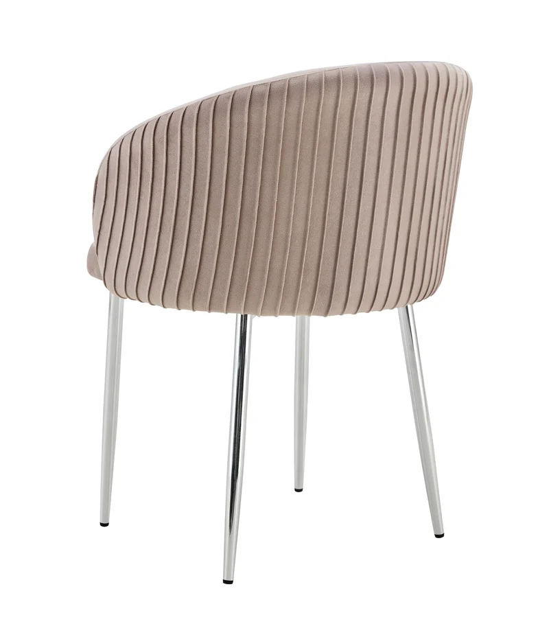CHAISE AVEC ACCOUDOIR CARLITA MOKA PIED CHROME