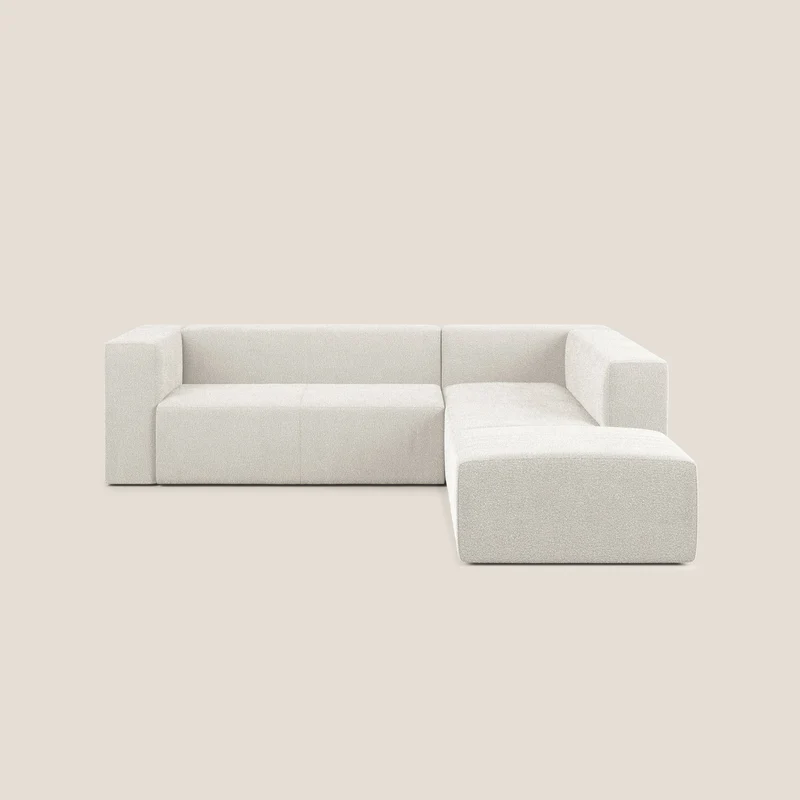 Nettuno canapé d'angle modulable en bouclette douce T07 blanc