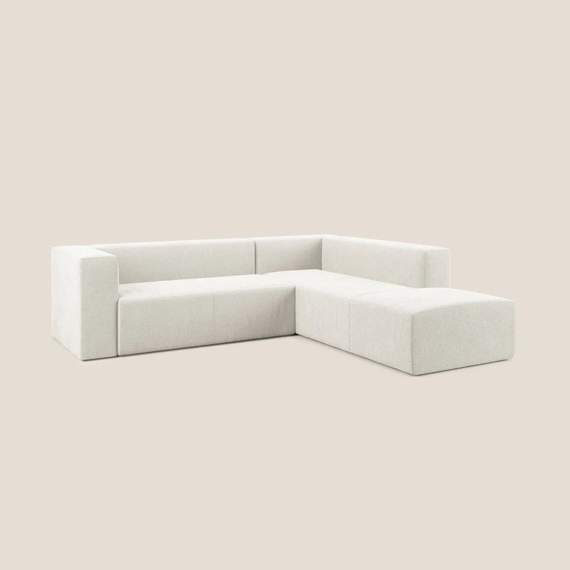 Nettuno canapé d'angle modulable en bouclette douce T07 blanc