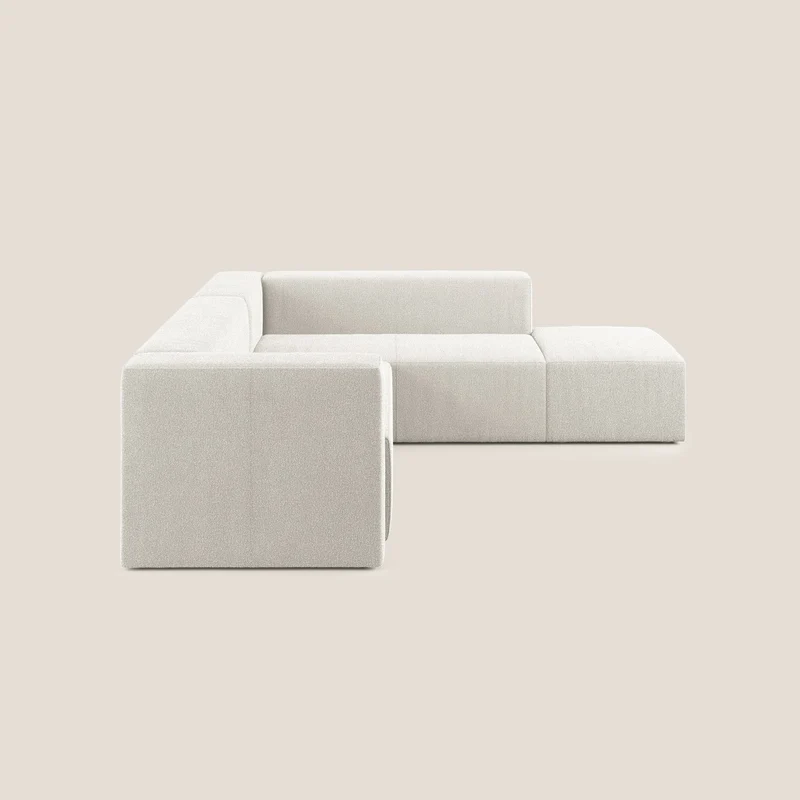 Nettuno canapé d'angle modulable en bouclette douce T07 blanc