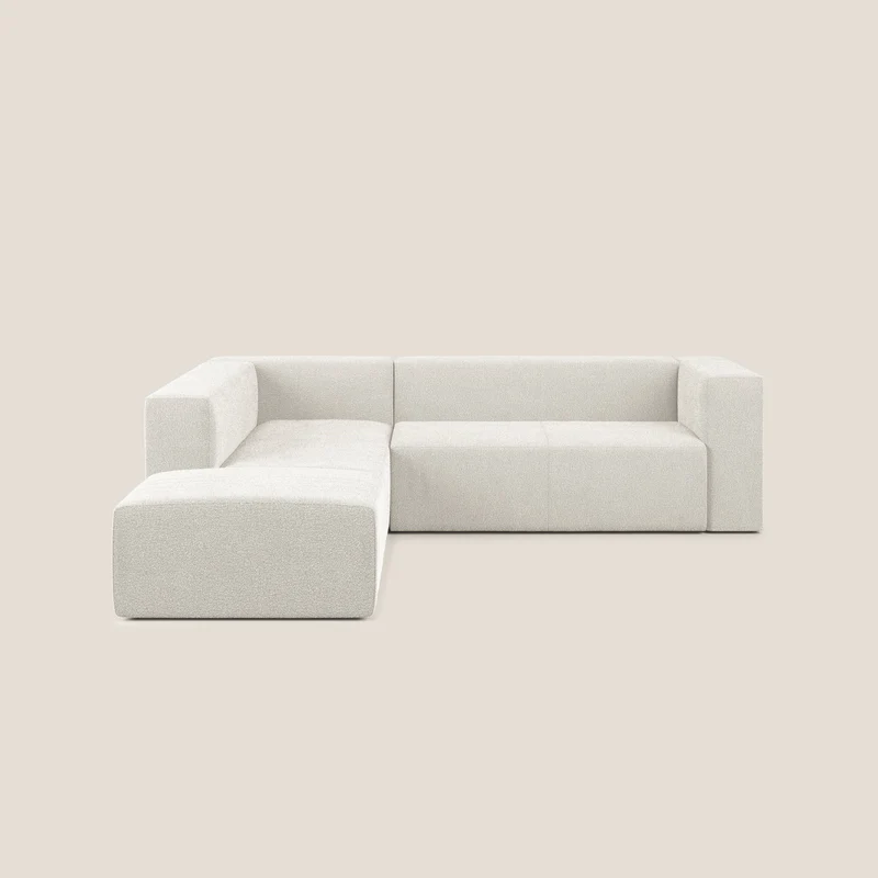 Nettuno canapé d'angle modulable en bouclette douce T07 blanc