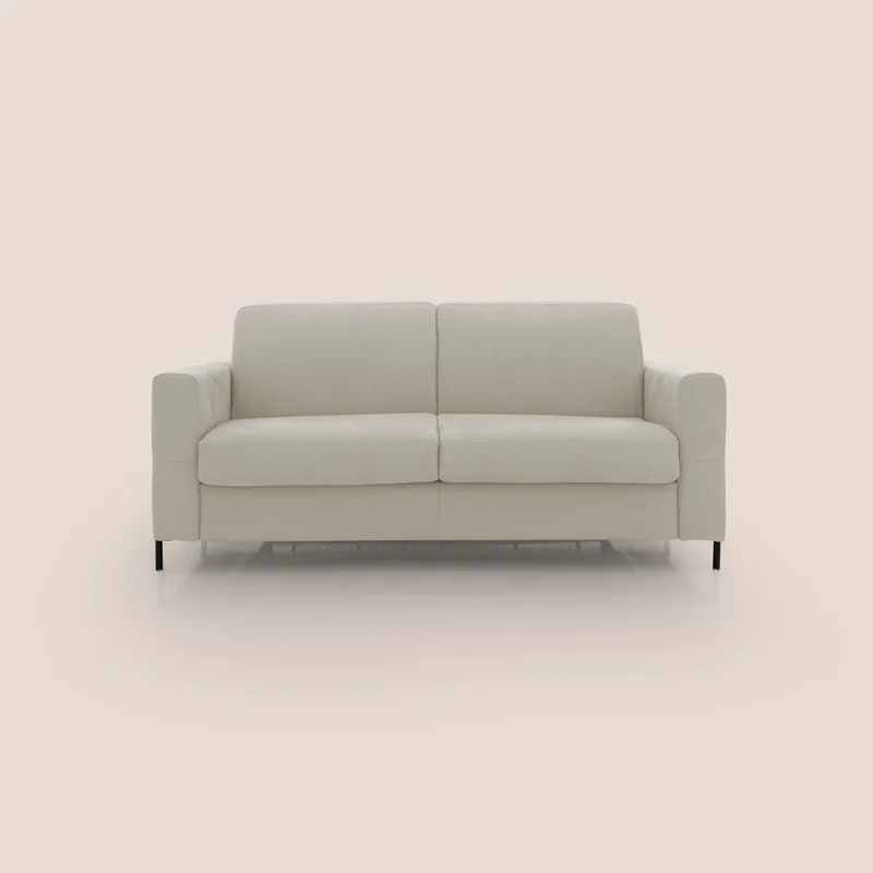 Ortensia canapé convertible matelas H 18cm et pieds hauts en élégante microfibre détachable T11 crème