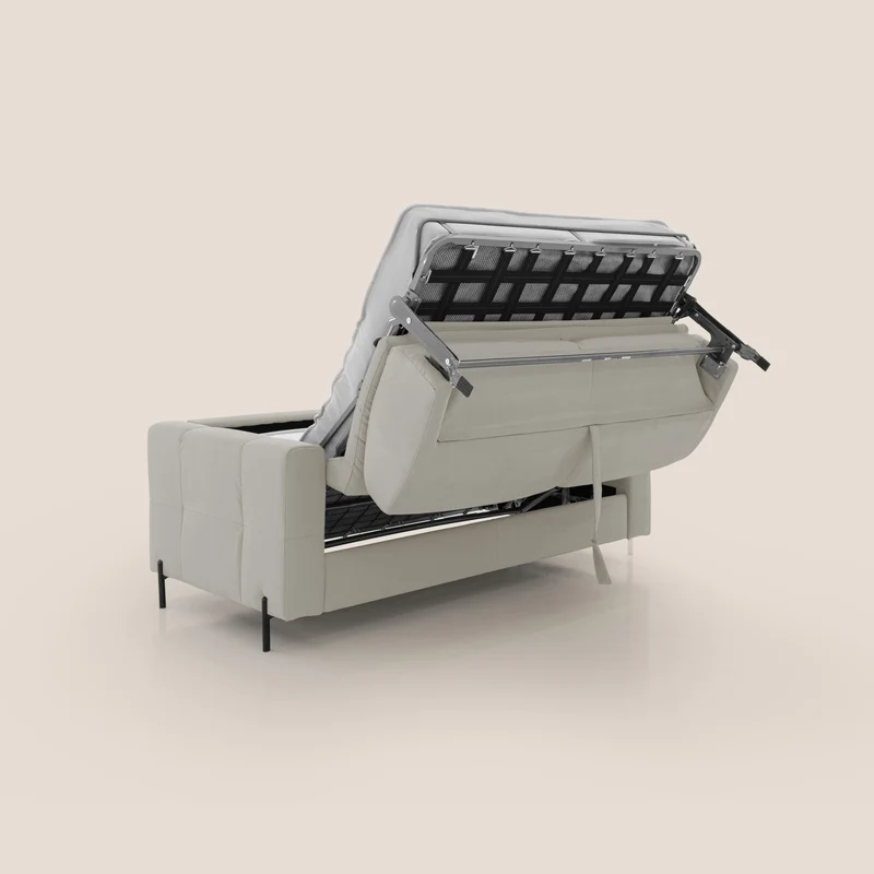 Ortensia canapé convertible matelas H 18cm et pieds hauts en élégante microfibre détachable T11 crème
