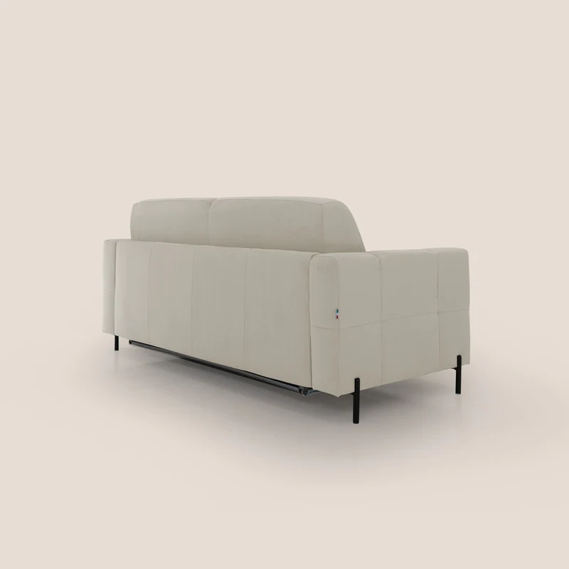 Ortensia canapé convertible matelas H 18cm et pieds hauts en élégante microfibre détachable T11 crème
