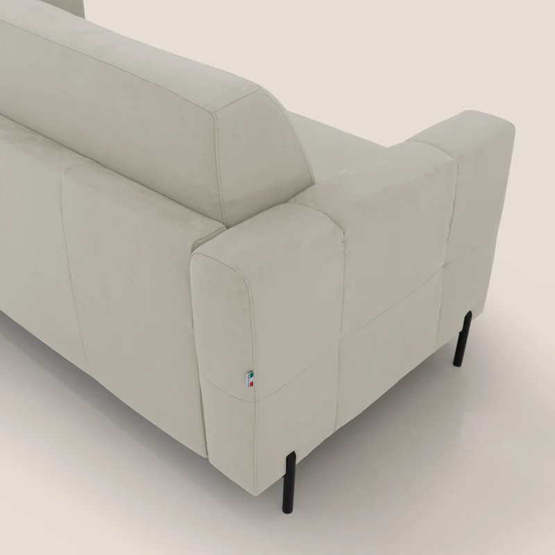 Ortensia canapé convertible matelas H 18cm et pieds hauts en élégante microfibre détachable T11 crème