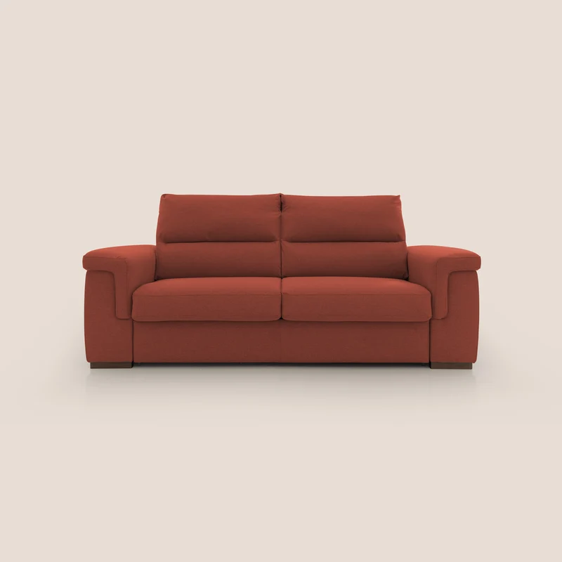 Magnolia canapé convertible avec matelas H 18cm et dossier haut et moelleux en tissu détachable T05 rouge