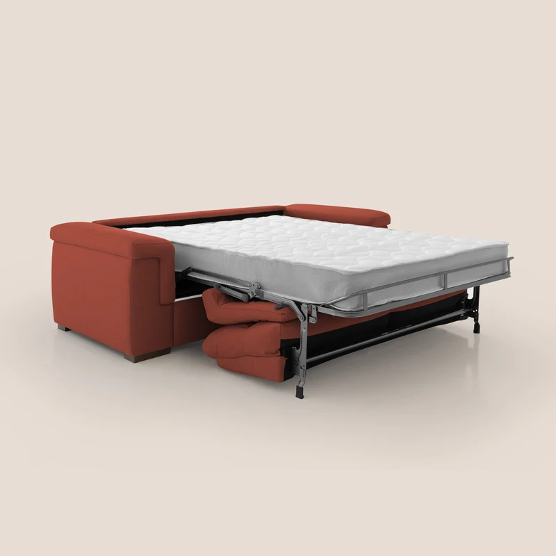 Magnolia canapé convertible avec matelas H 18cm et dossier haut et moelleux en tissu détachable T05 rouge