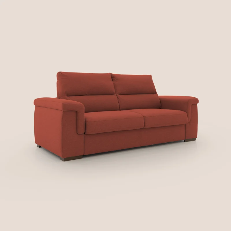 Magnolia canapé convertible avec matelas H 18cm et dossier haut et moelleux en tissu détachable T05 rouge