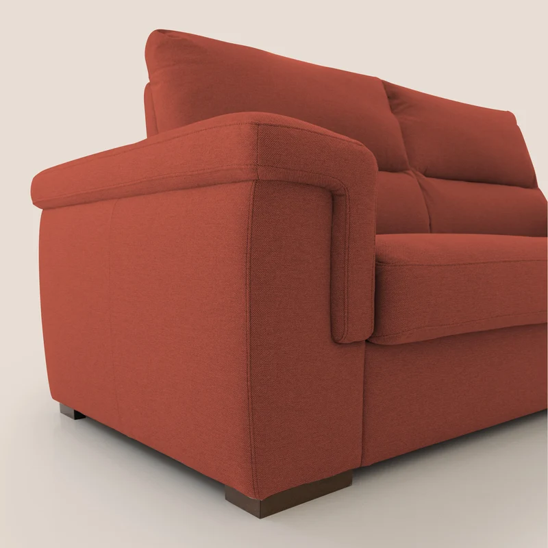 Magnolia canapé convertible avec matelas H 18cm et dossier haut et moelleux en tissu détachable T05 rouge
