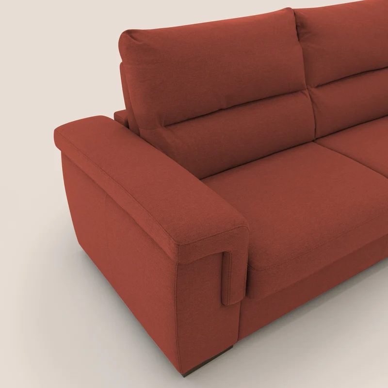 Magnolia canapé convertible avec matelas H 18cm et dossier haut et moelleux en tissu détachable T05 rouge