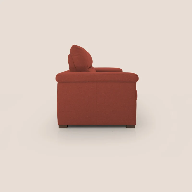 Magnolia canapé convertible avec matelas H 18cm et dossier haut et moelleux en tissu détachable T05 rouge