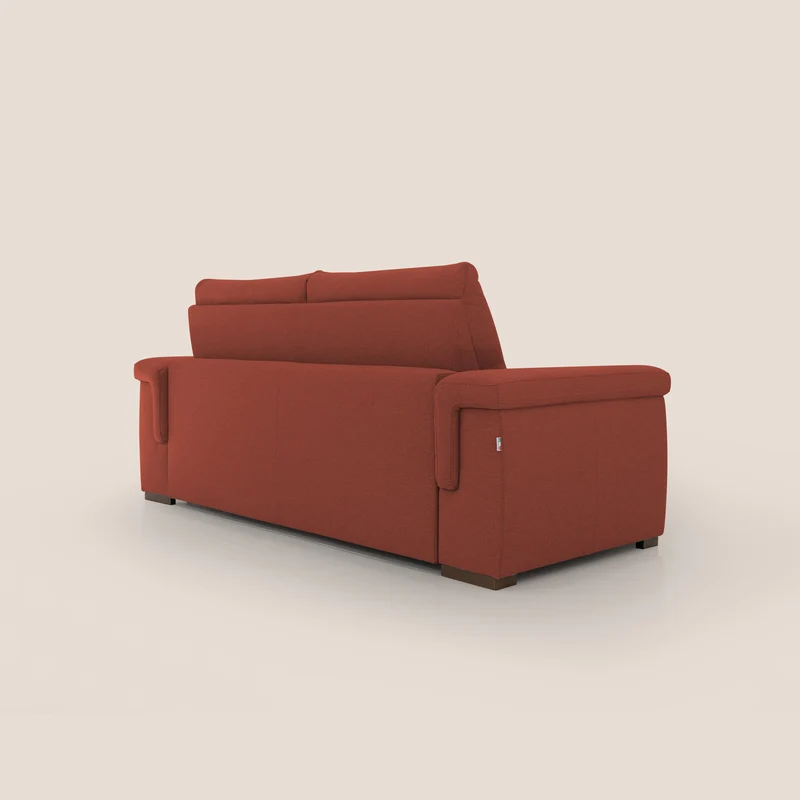 Magnolia canapé convertible avec matelas H 18cm et dossier haut et moelleux en tissu détachable T05 rouge