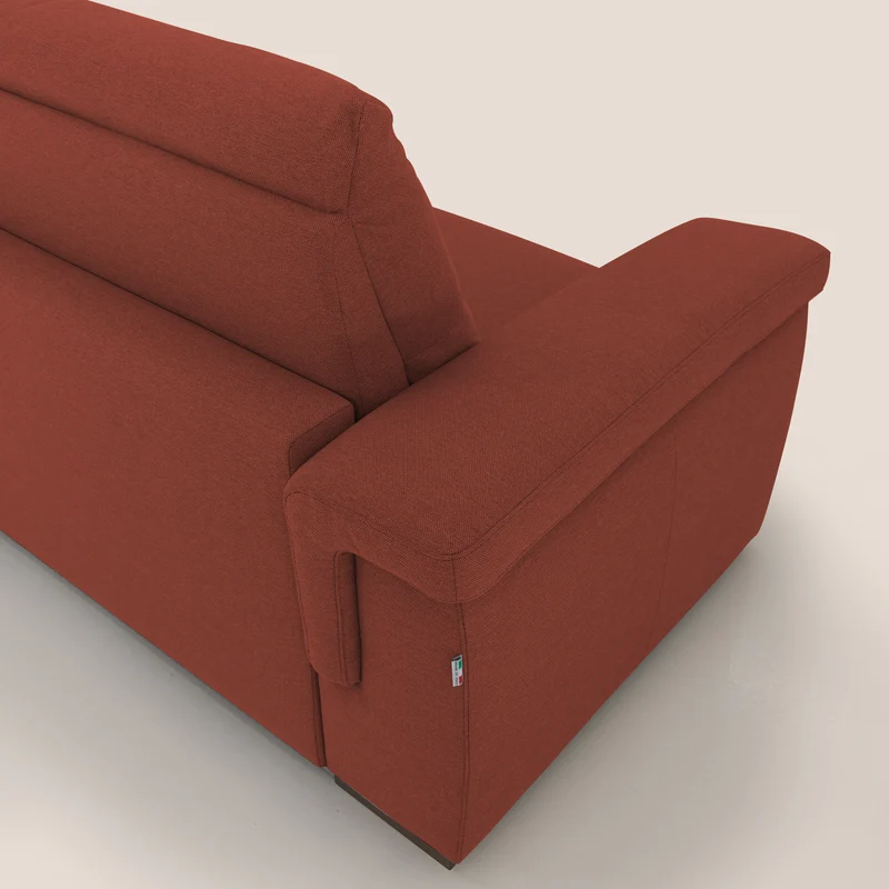 Magnolia canapé convertible avec matelas H 18cm et dossier haut et moelleux en tissu détachable T05 rouge