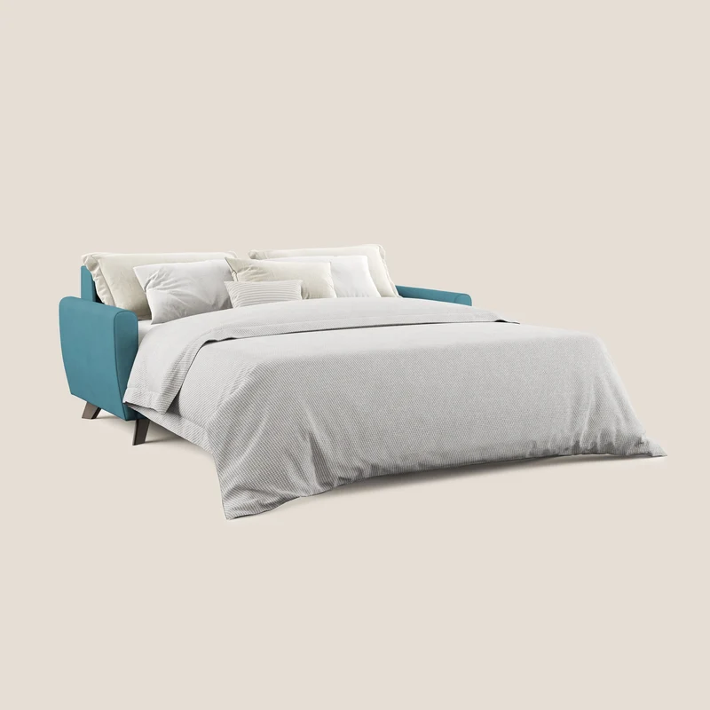 Callisto Canapé lit convertible en tissu doux imperméable T02 bleu ciel