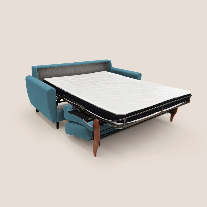 Callisto Canapé lit convertible en tissu doux imperméable T02 bleu ciel