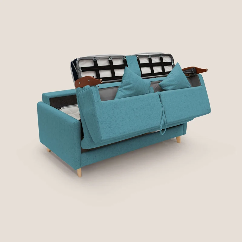 Edgar canapé convertible en tissu FELIS imperméable T03 bleu ciel