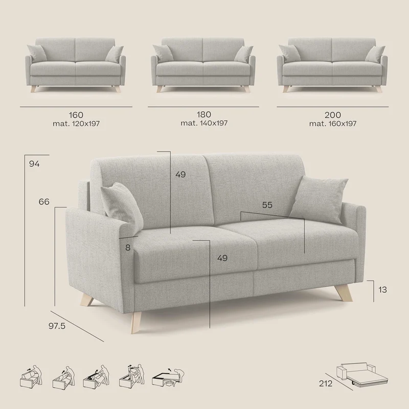 Edgar canapé convertible en tissu FELIS imperméable T03 taupe