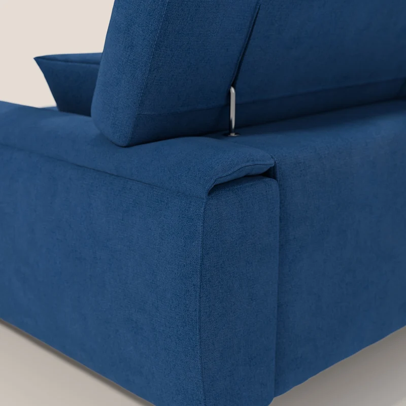 Caravaggio Canapé d'angle avec assises coulissantes en tissu doux imperméable T02 bleu