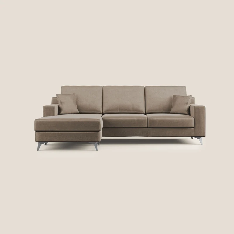 Michael canapé d'angle moderne en velours doux imperméable T01 marron