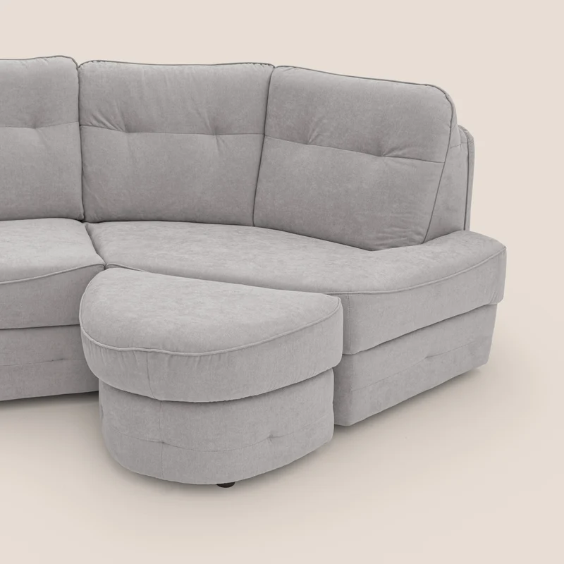Zeus Canapé d'angle convertible avec matelas H18 cm pouf mobile en tissu imperméable T02 gris clair