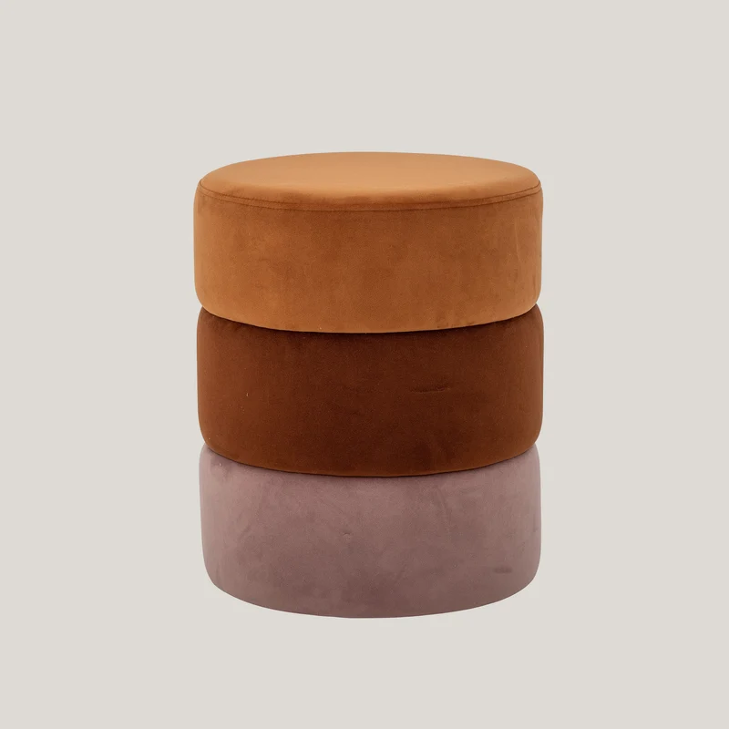 Pouf-table basse Bilbao multicolore cylindrique en velours