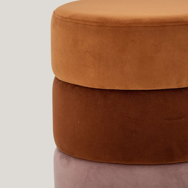 Pouf-table basse Bilbao multicolore cylindrique en velours