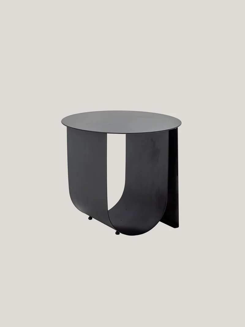 Table basse moderne en métal avec espace porte-revues noir