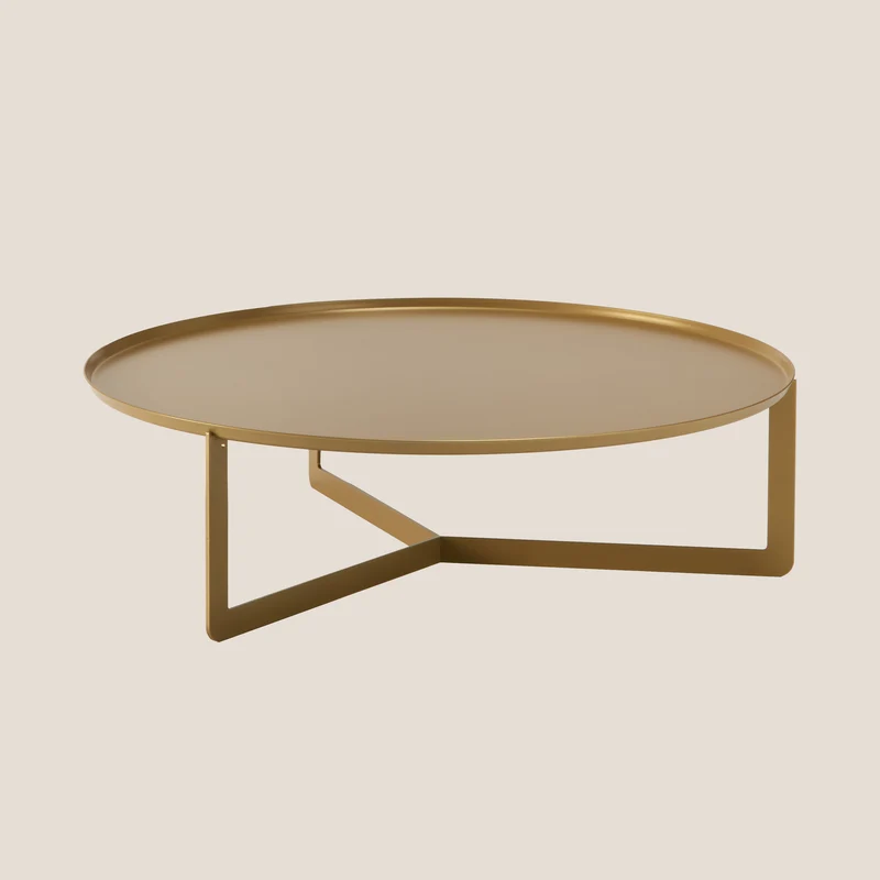 Round collection de tables basses rondes de salon en 3 tailles en or métallisé