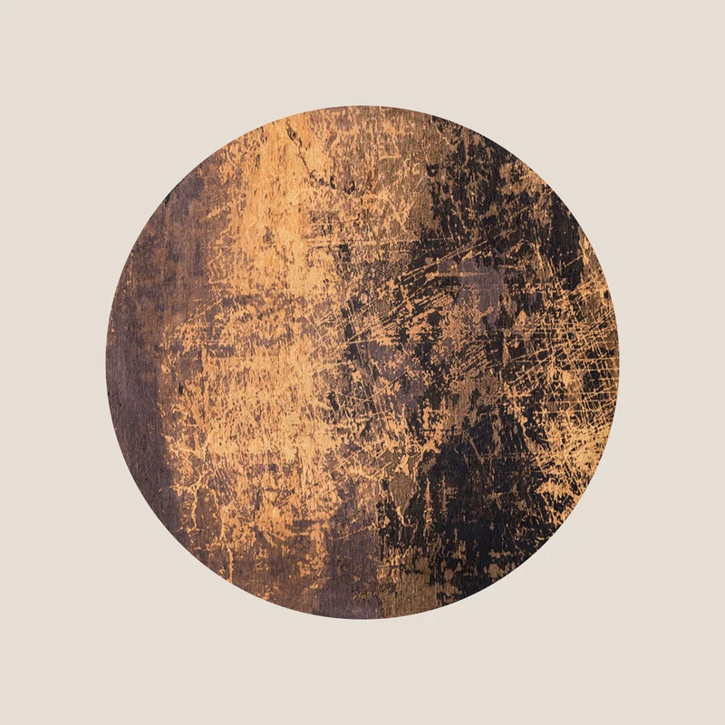 Notturno-nel-deserto tapis rond à motifs abstraits en coton chenille