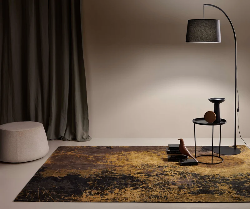 Notturno-nel-deserto tapis rond à motifs abstraits en coton chenille