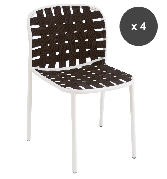 Lot de 4 Chaises blanches /marron YARD - EMU