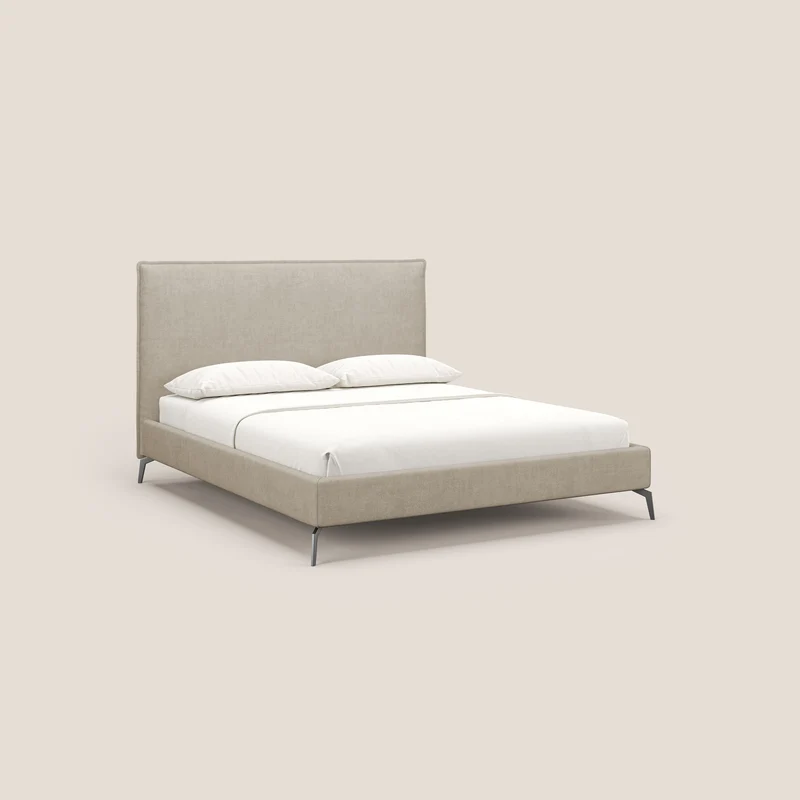 Iris lit rembourré déhoussable avec pieds noirs en tissu imperméable T02 beige