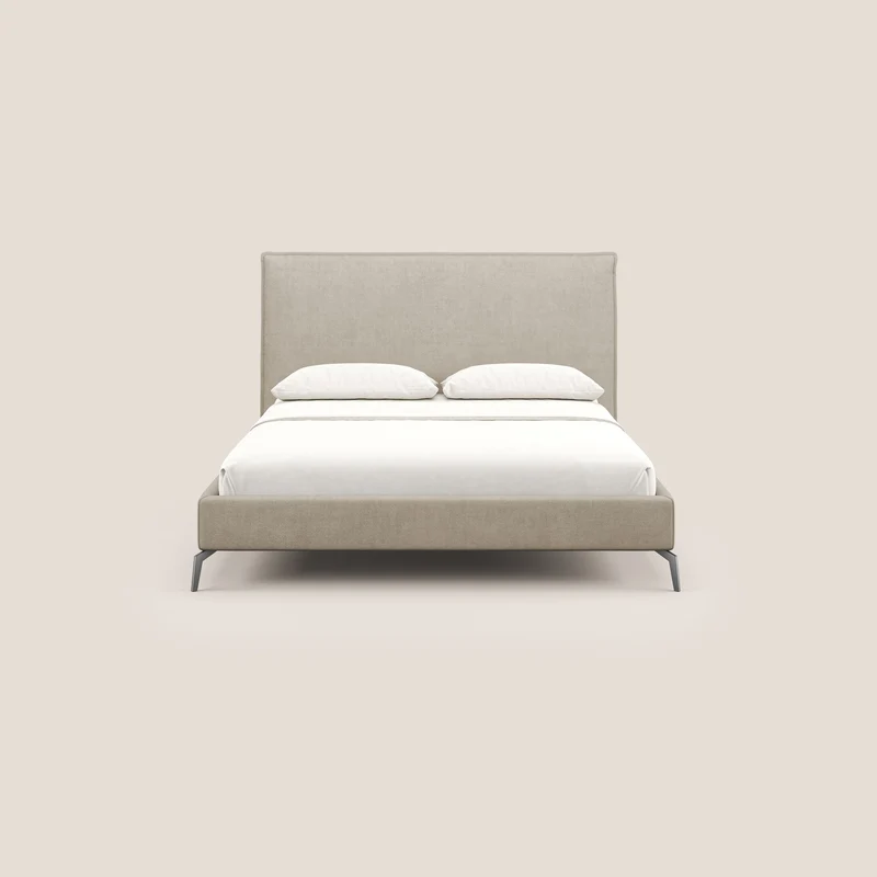 Iris lit rembourré déhoussable avec pieds noirs en tissu imperméable T02 beige