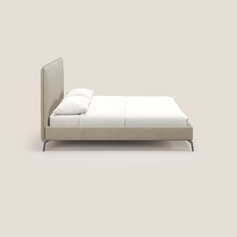 Iris lit rembourré déhoussable avec pieds noirs en tissu imperméable T02 beige