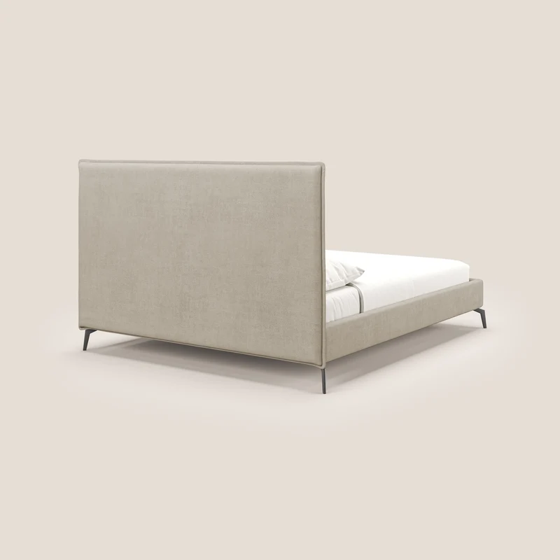 Iris lit rembourré déhoussable avec pieds noirs en tissu imperméable T02 beige