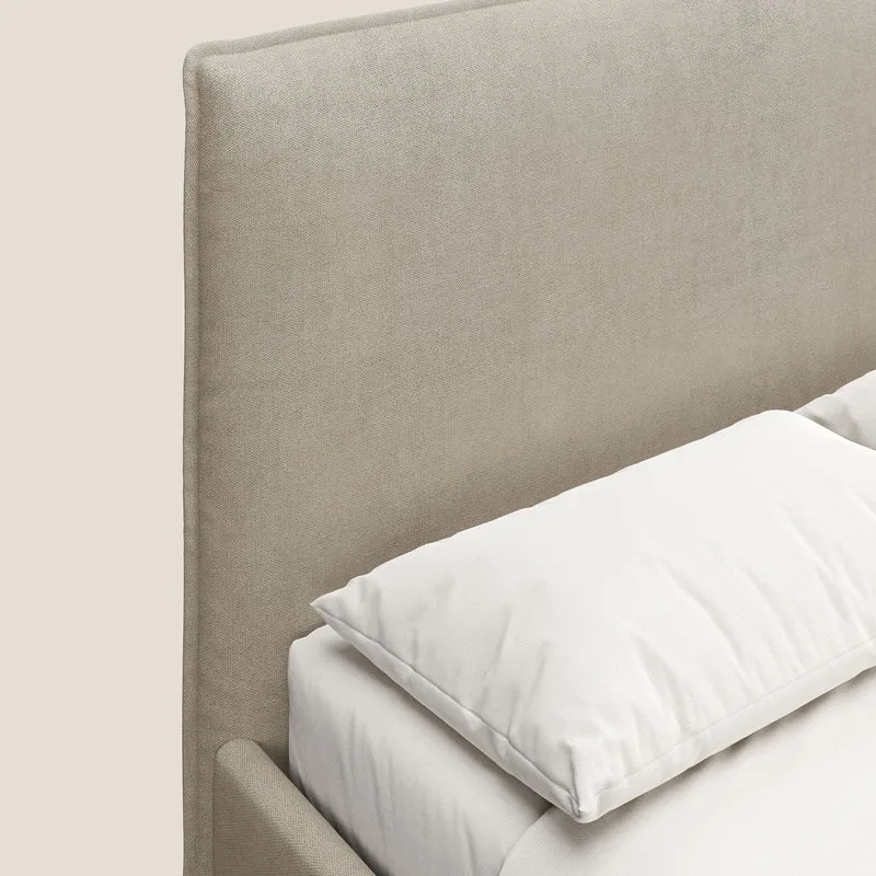 Iris lit rembourré déhoussable avec pieds noirs en tissu imperméable T02 beige