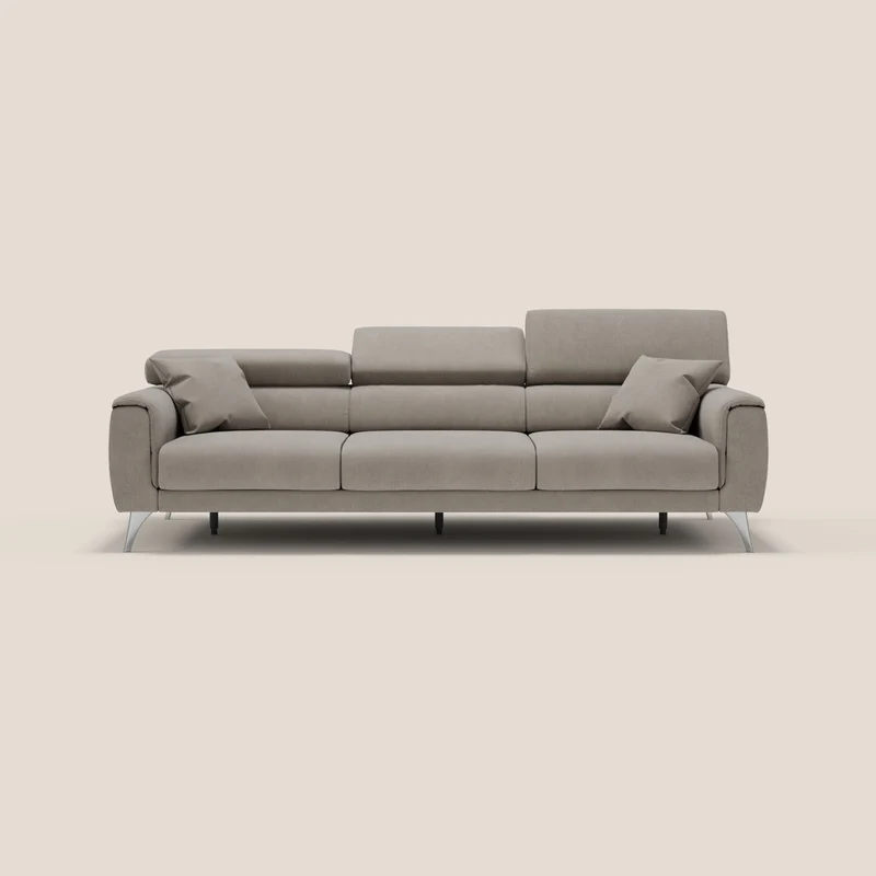 Caravaggio canapé 3 assises extensibles et têtières réglables en tissu imperméable T02 beige