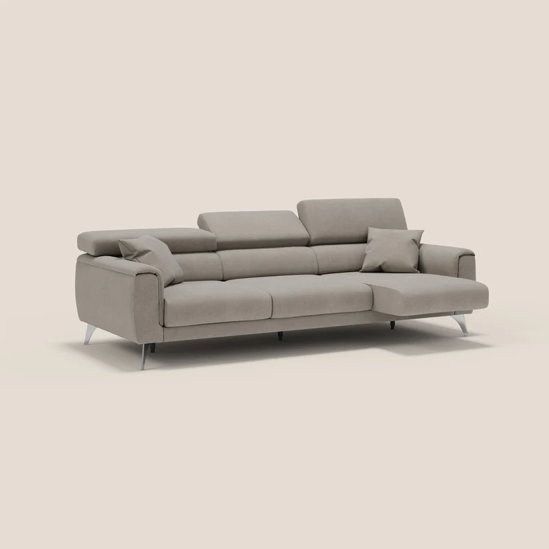 Caravaggio canapé 3 assises extensibles et têtières réglables en tissu imperméable T02 beige
