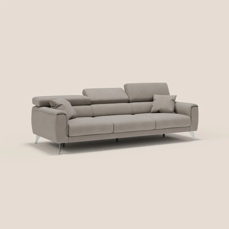 Caravaggio canapé 3 assises extensibles et têtières réglables en tissu imperméable T02 beige