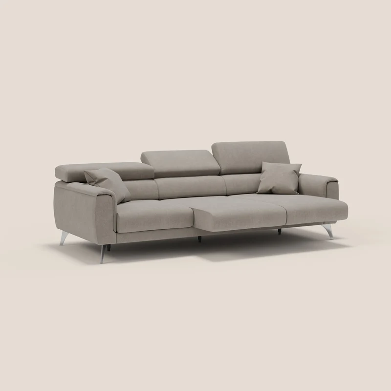 Caravaggio canapé 3 assises extensibles et têtières réglables en tissu imperméable T02 beige