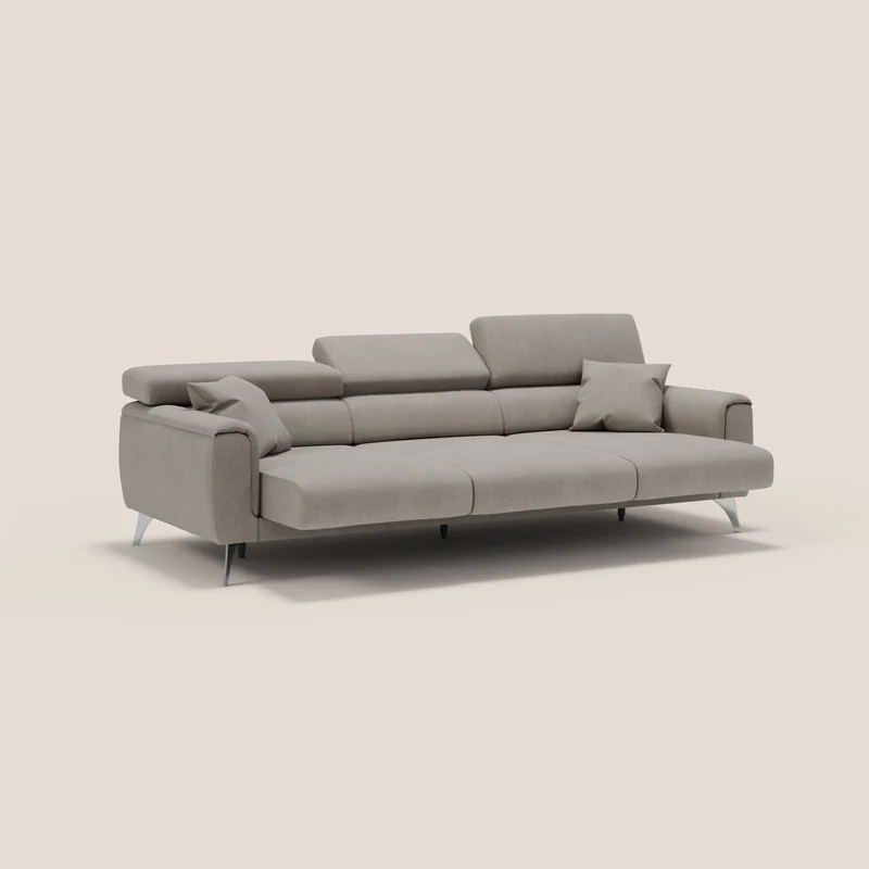 Caravaggio canapé 3 assises extensibles et têtières réglables en tissu imperméable T02 beige