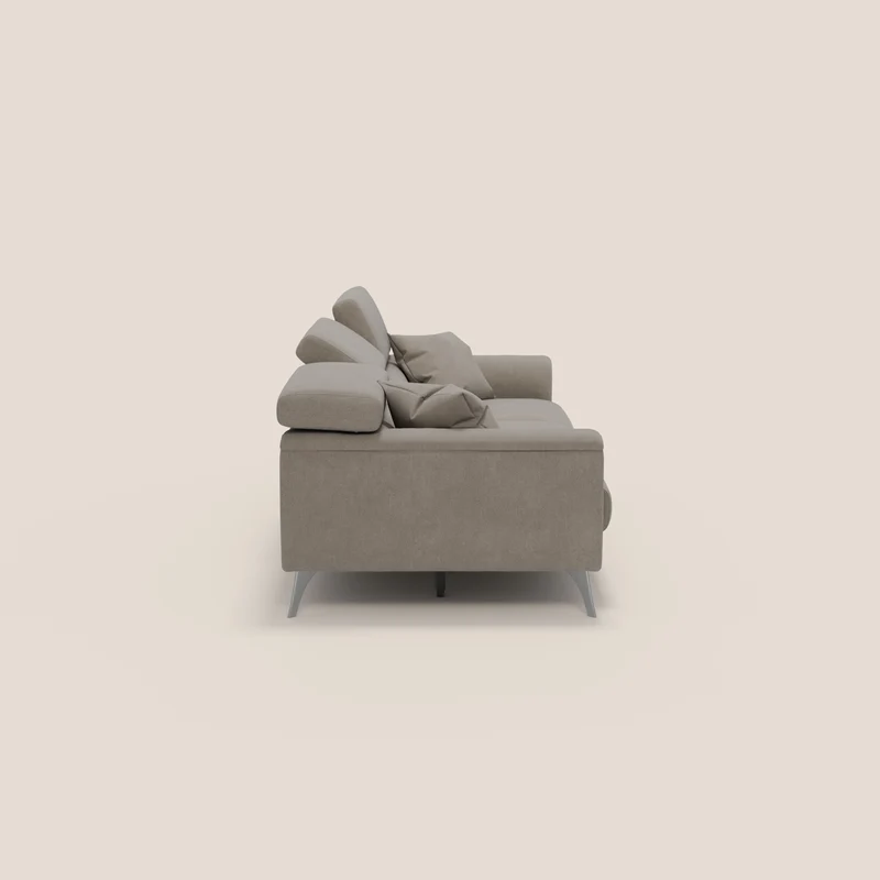Caravaggio canapé 3 assises extensibles et têtières réglables en tissu imperméable T02 beige