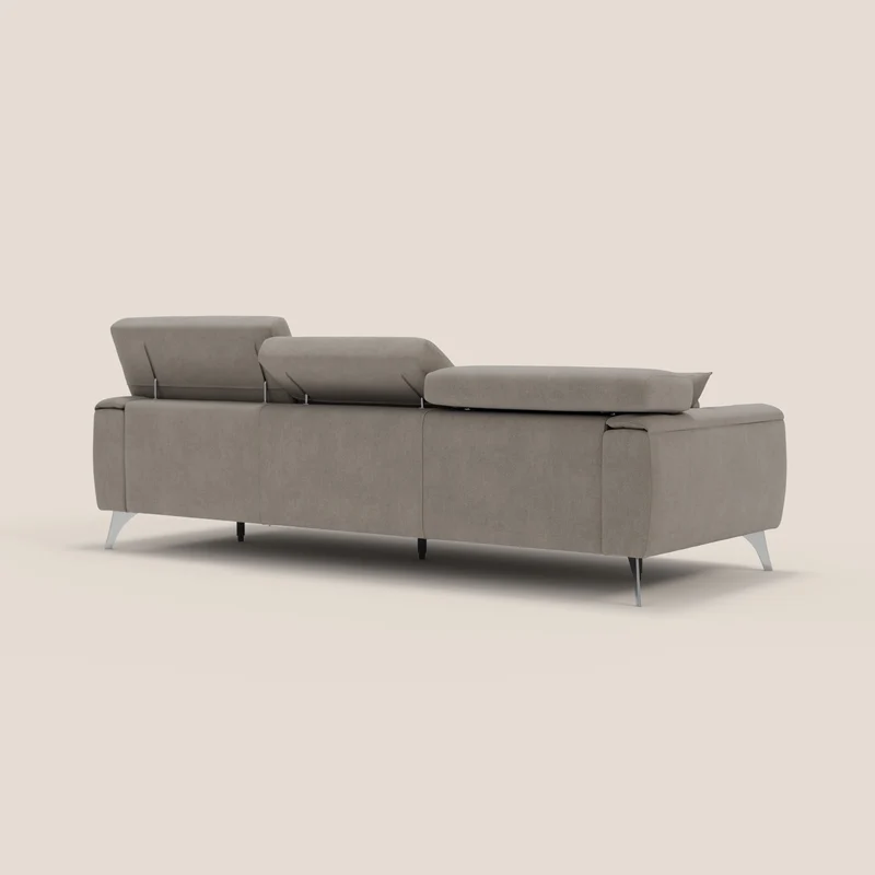 Caravaggio canapé 3 assises extensibles et têtières réglables en tissu imperméable T02 beige