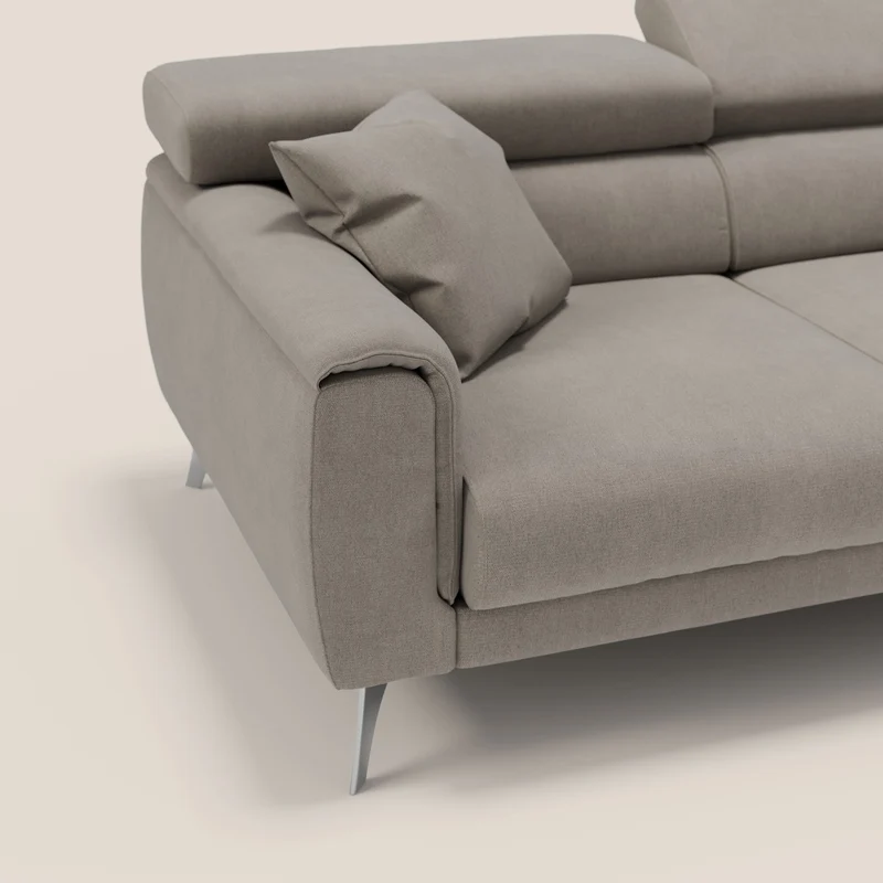 Caravaggio canapé 3 assises extensibles et têtières réglables en tissu imperméable T02 beige