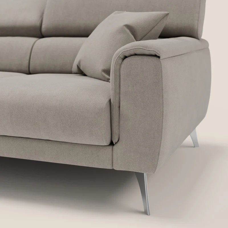 Caravaggio canapé 3 assises extensibles et têtières réglables en tissu imperméable T02 beige