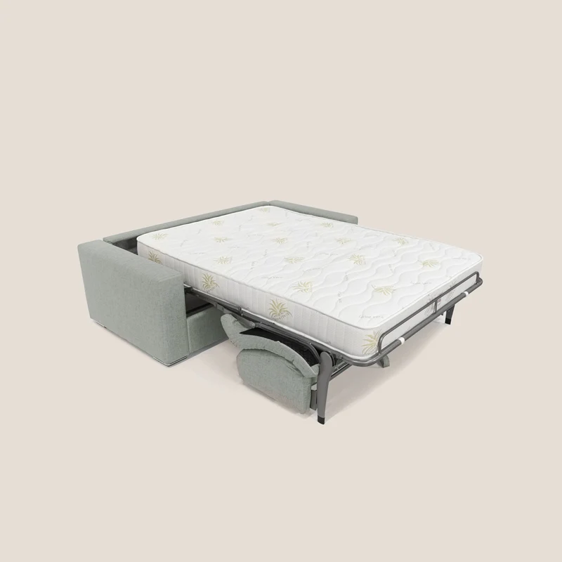Nixon Canapé convertible avec matelas 20cm en tissu imperméable T03 gris clair