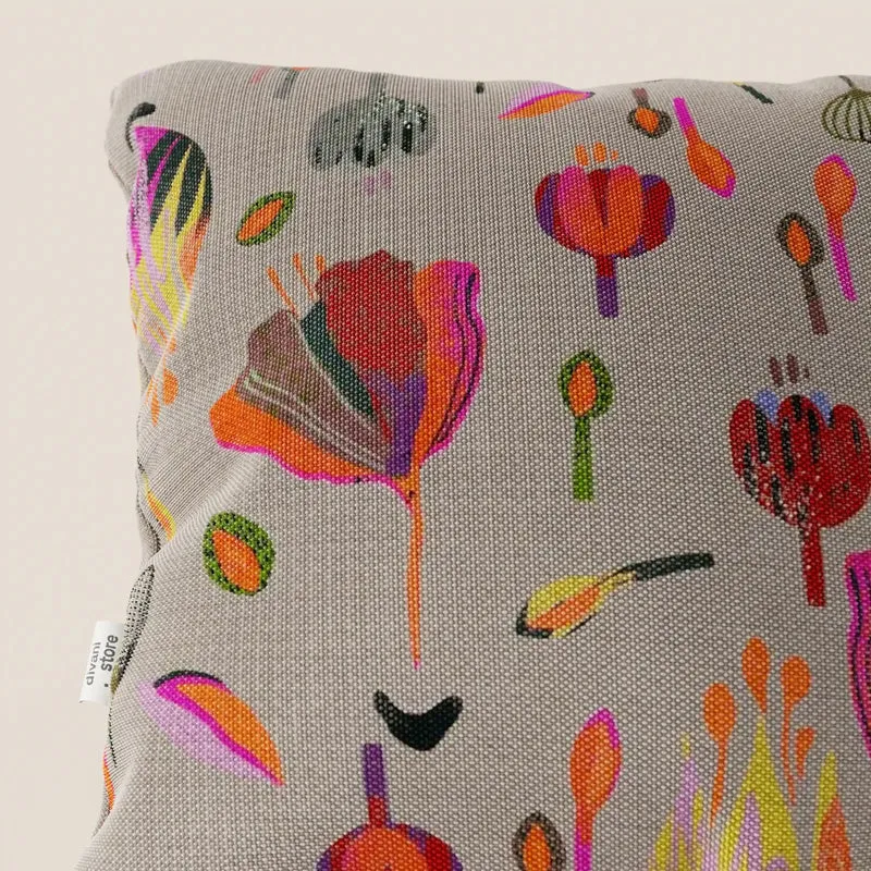 Joy Collection de coussins à motifs multicolores en tissu de coton frais et imperméable gris