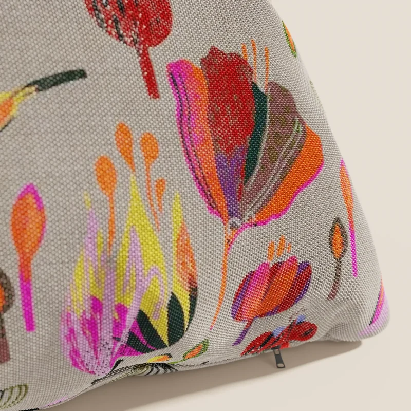 Joy Collection de coussins à motifs multicolores en tissu de coton frais et imperméable gris