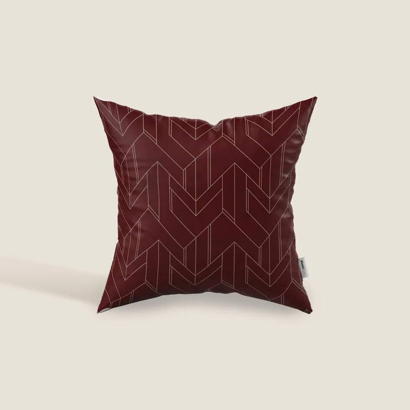 Geometrica coussins à fantaisie géométrique en velours imperméable rouge